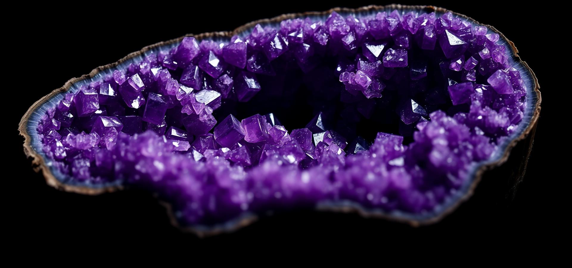 Großer Amethyst-Geode mit violetten Kristallen